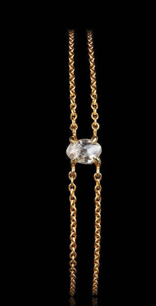 0.53 ct. - Naturlig Hvidlig Rå Diamant i Håndlavet 18 kt. Dobbelt Guldkædearmbånd