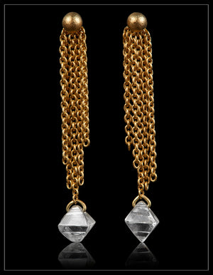 Uncut Diamonds in Gold Chain Earrings – 0.78 ct.