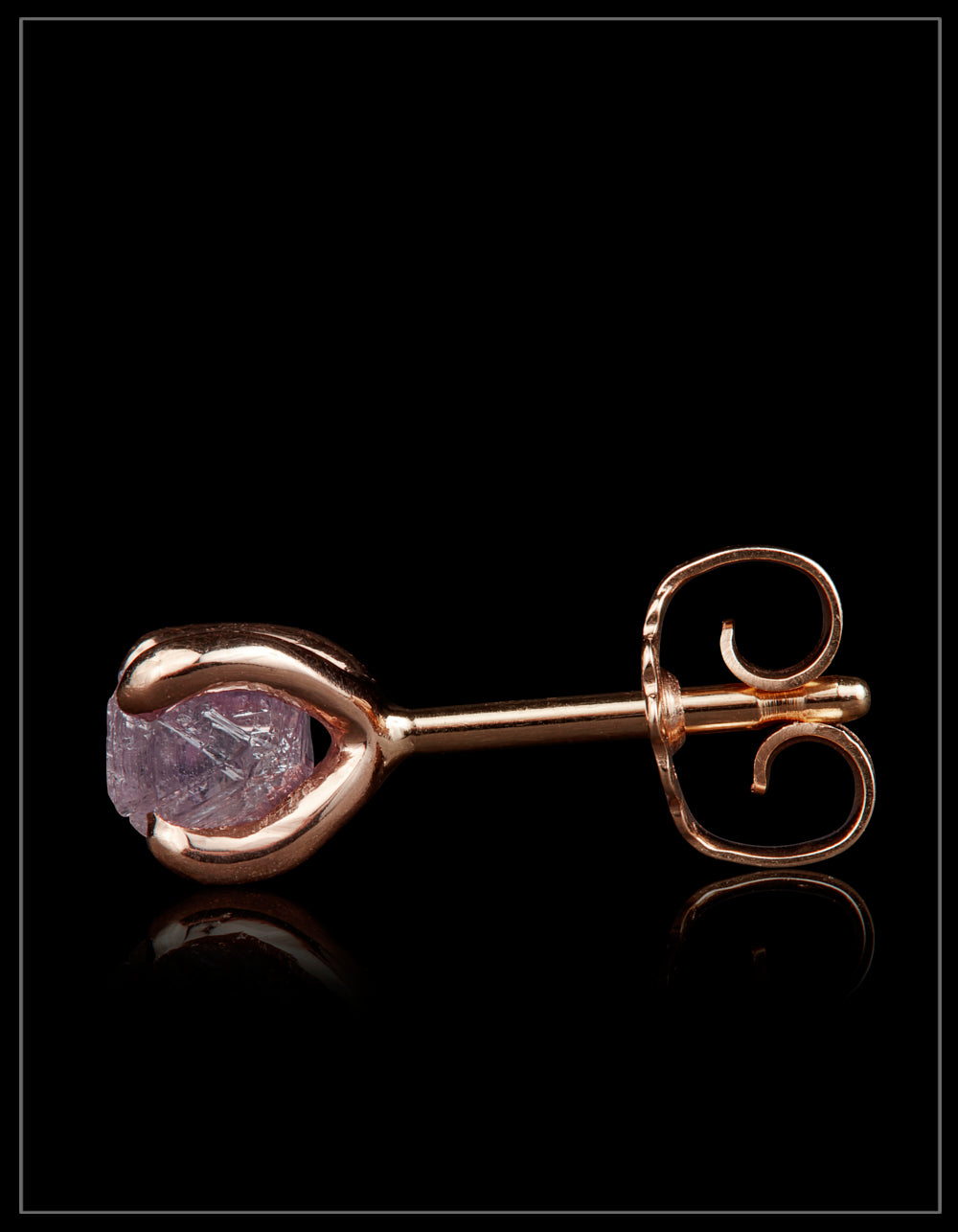 1.44 ct. - Rare Intense Pink Rough Diamond Rose Gold Earrings
