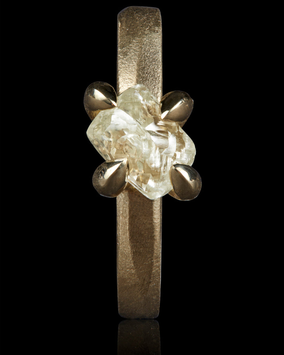 Raw Octahedron Diamond Gold Ring – 2.17 ct.