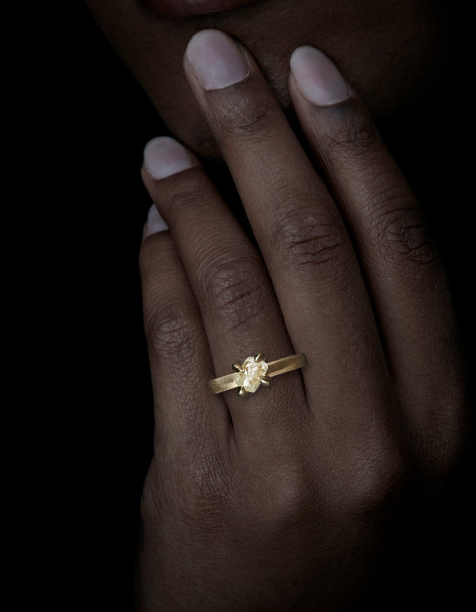 2.17 ct. - Raw Octahedron Diamond Gold Ring