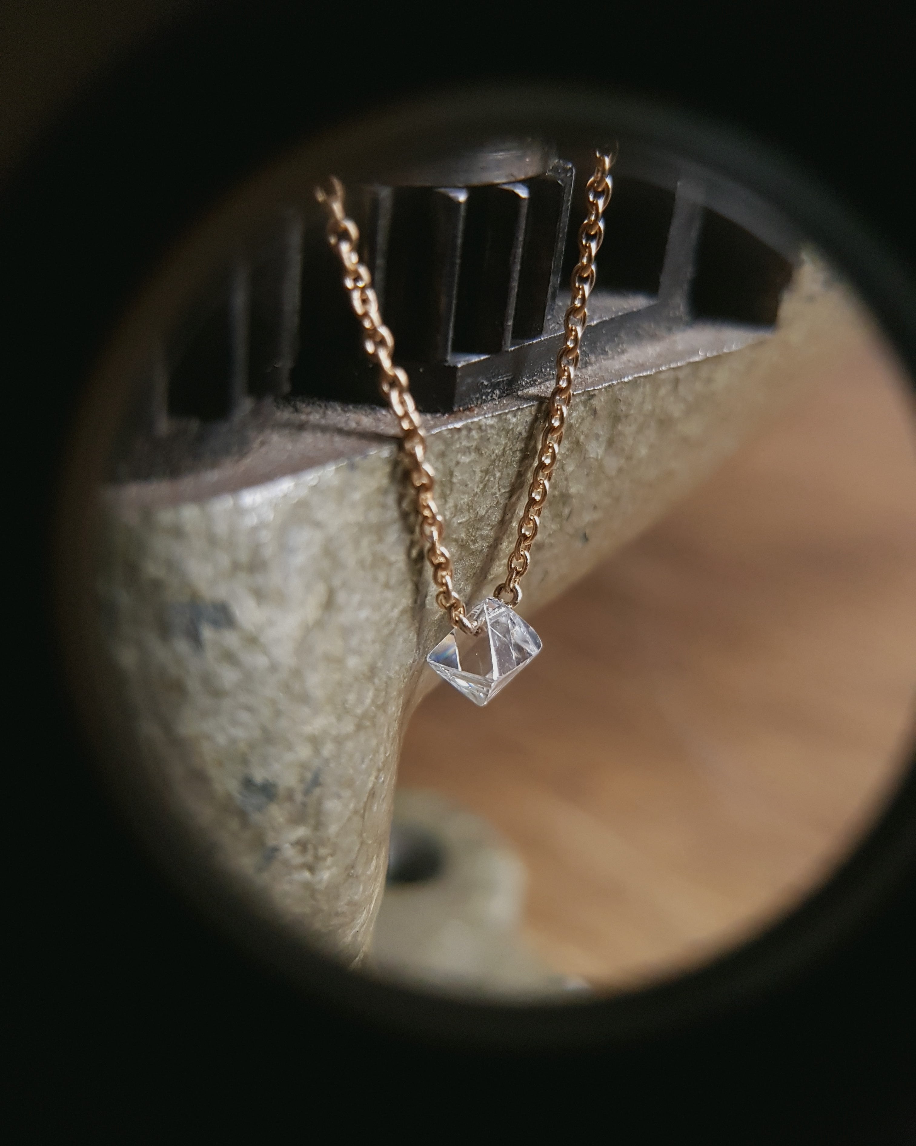 Floating Octahedron Diamond Necklace – 0.68 ct.