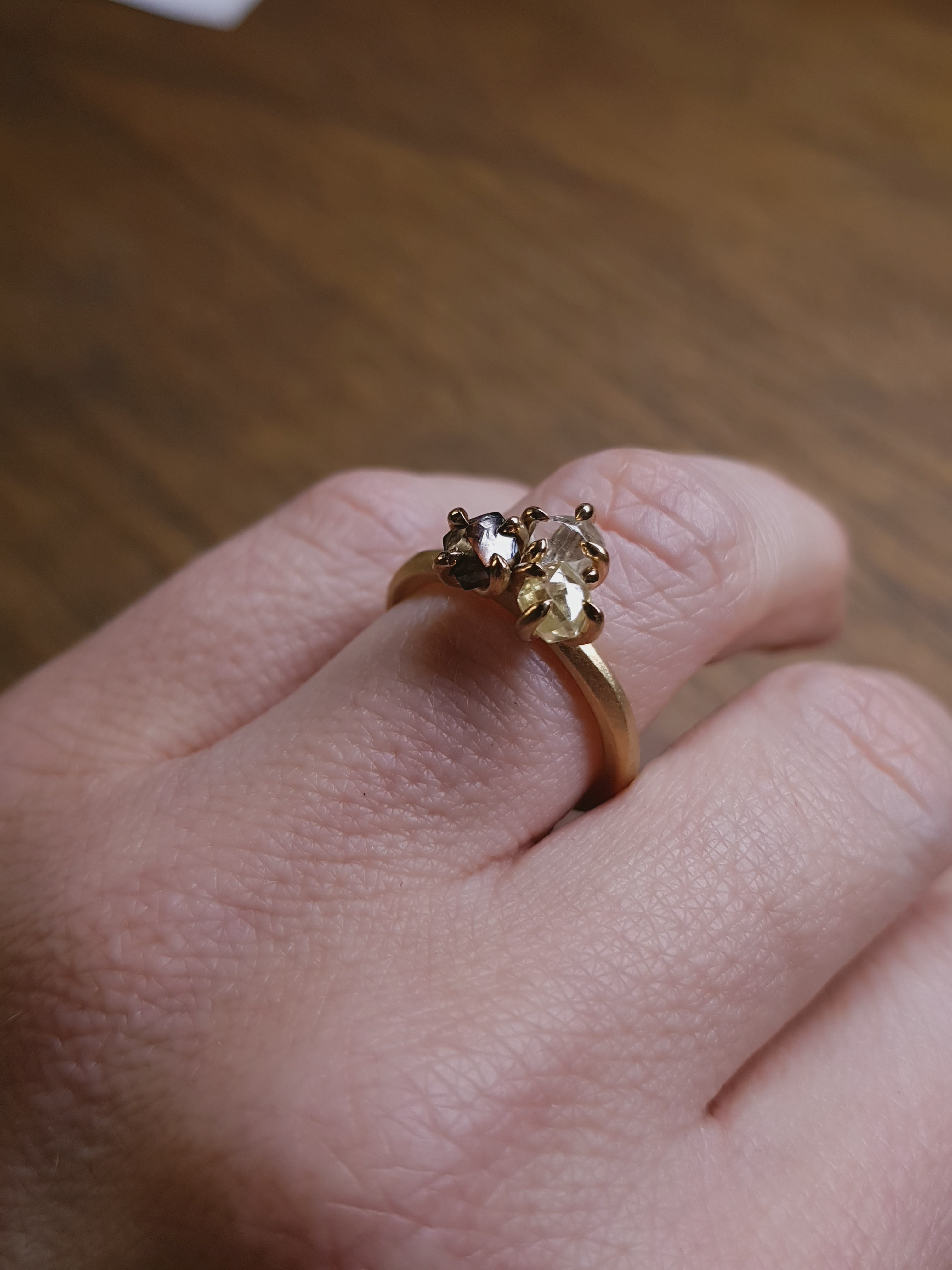 1.96 ct. - Raw Diamond Cluster Gold Ring