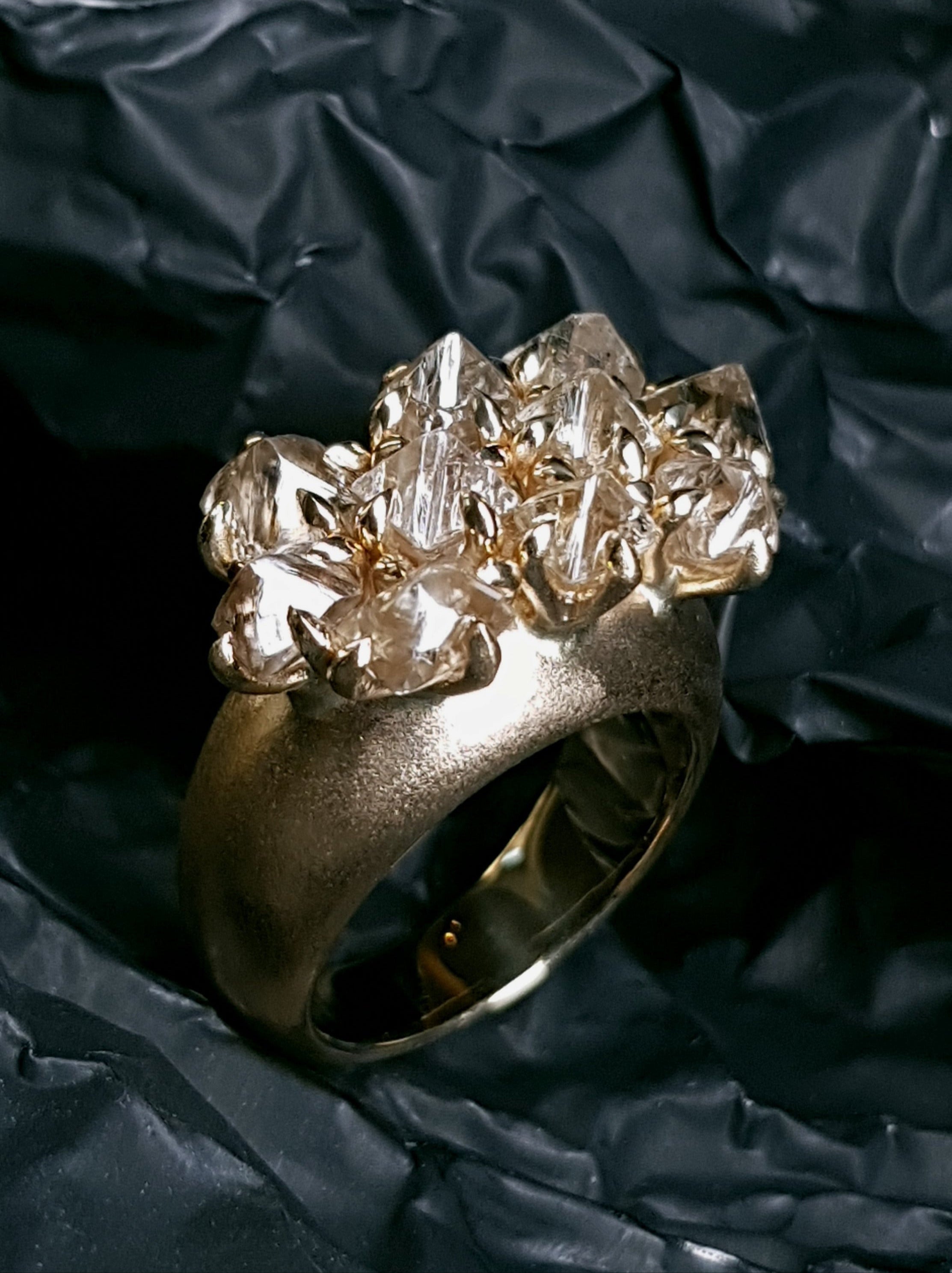 Uncut Octahedron Diamonds in Cocktail Ring – 7.25 ct.