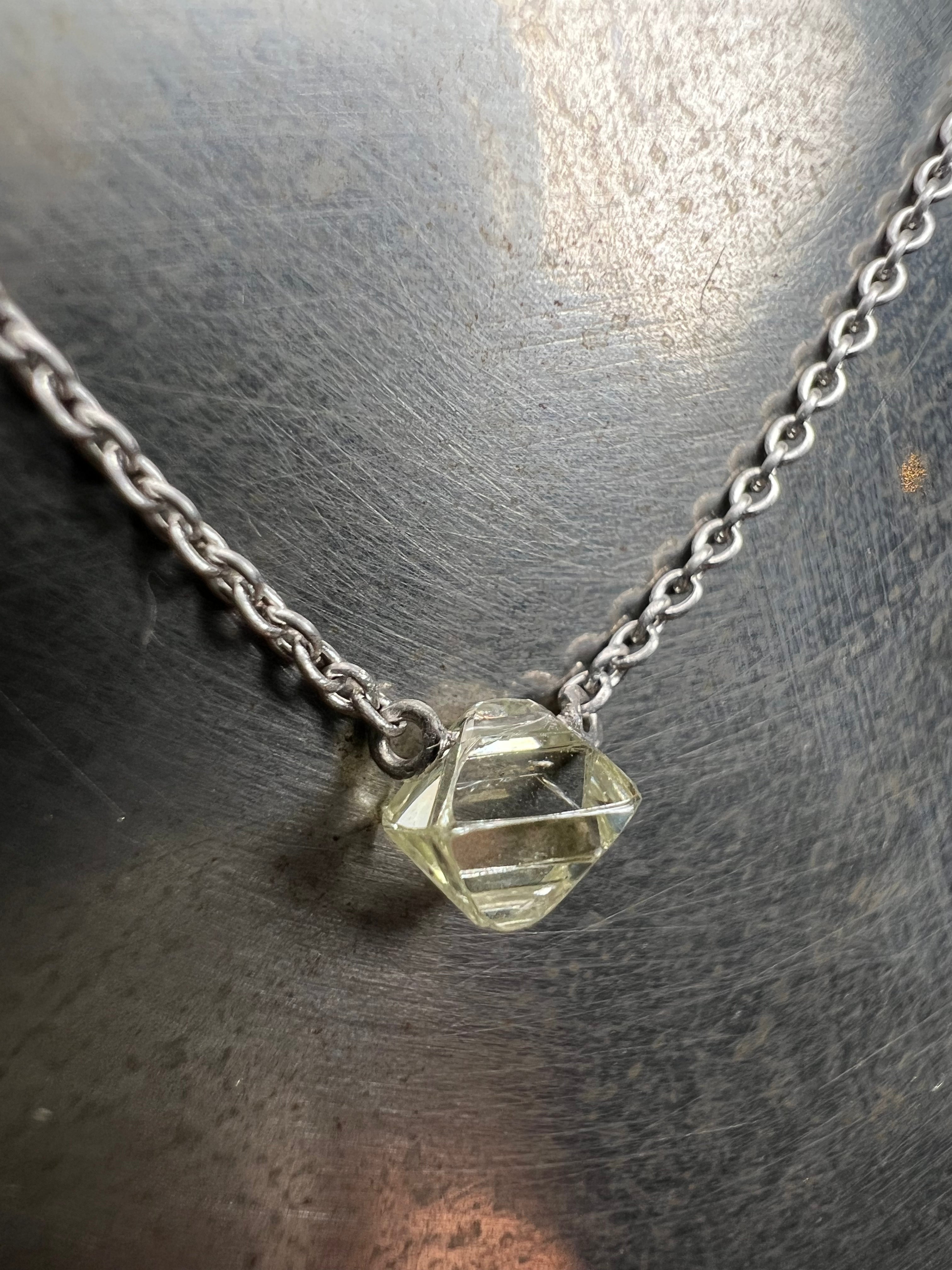 0.72 ct. - Australian Rough Octahedron Diamond in Necklace