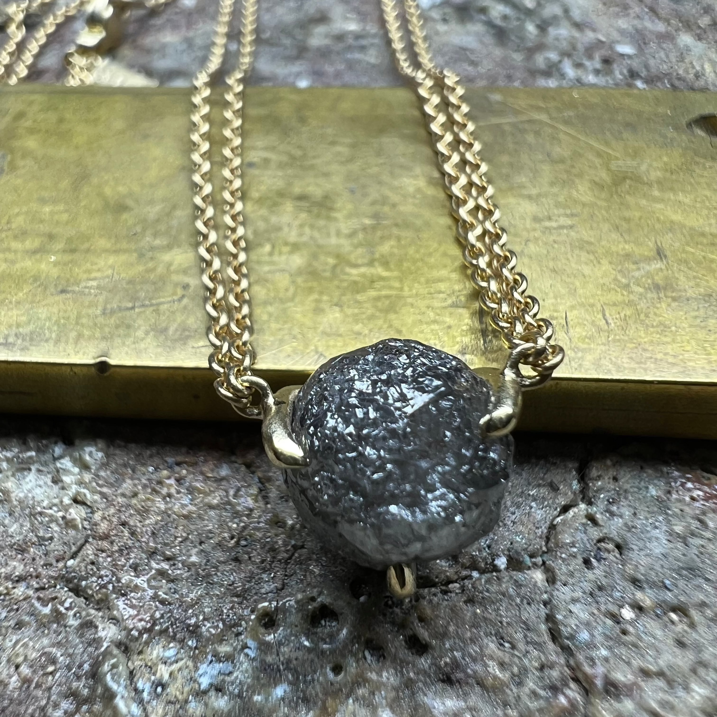 5.13 ct. - Tanzanian Raw Beauty in Gold Necklace