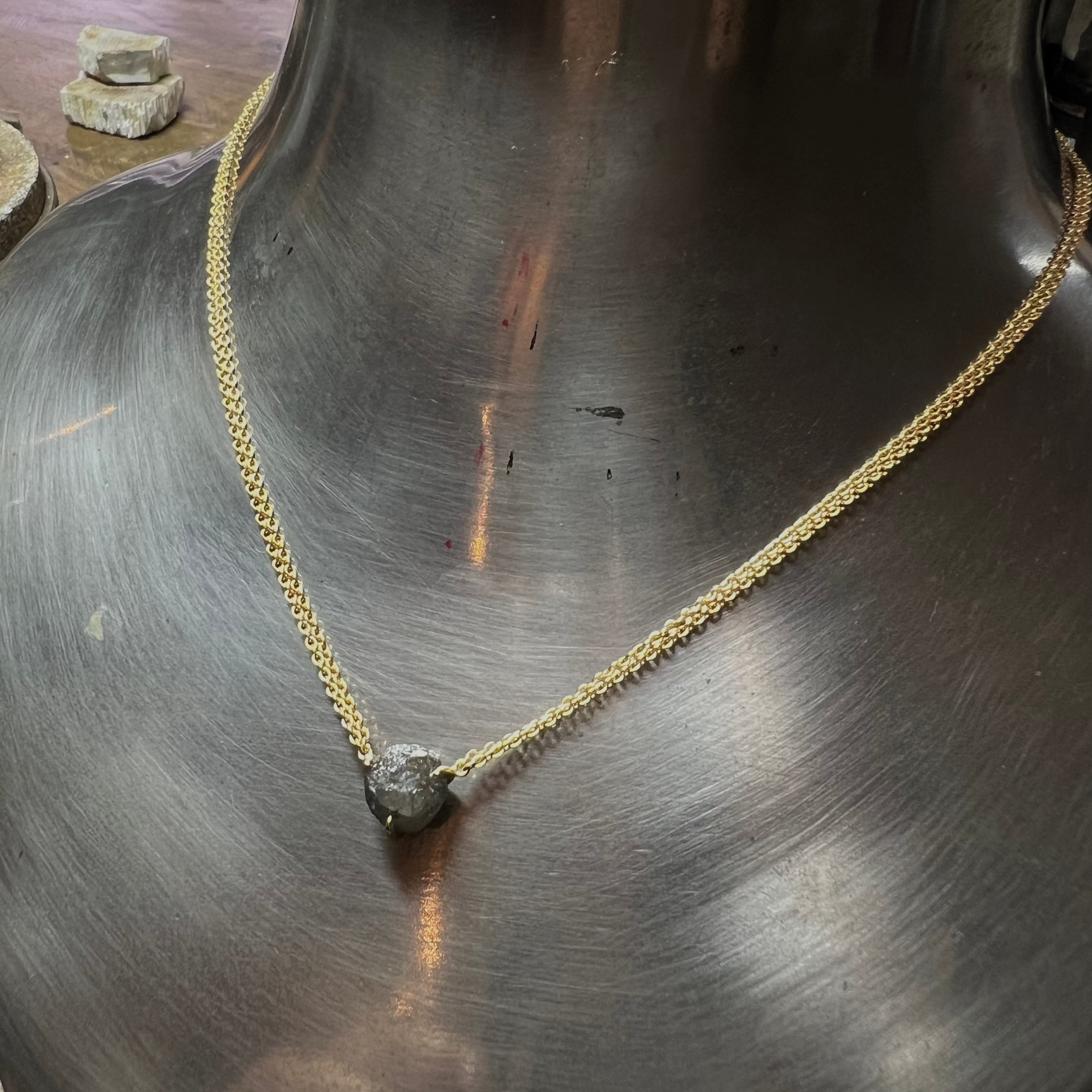 5.13 ct. - Tanzanian Raw Beauty in Gold Necklace