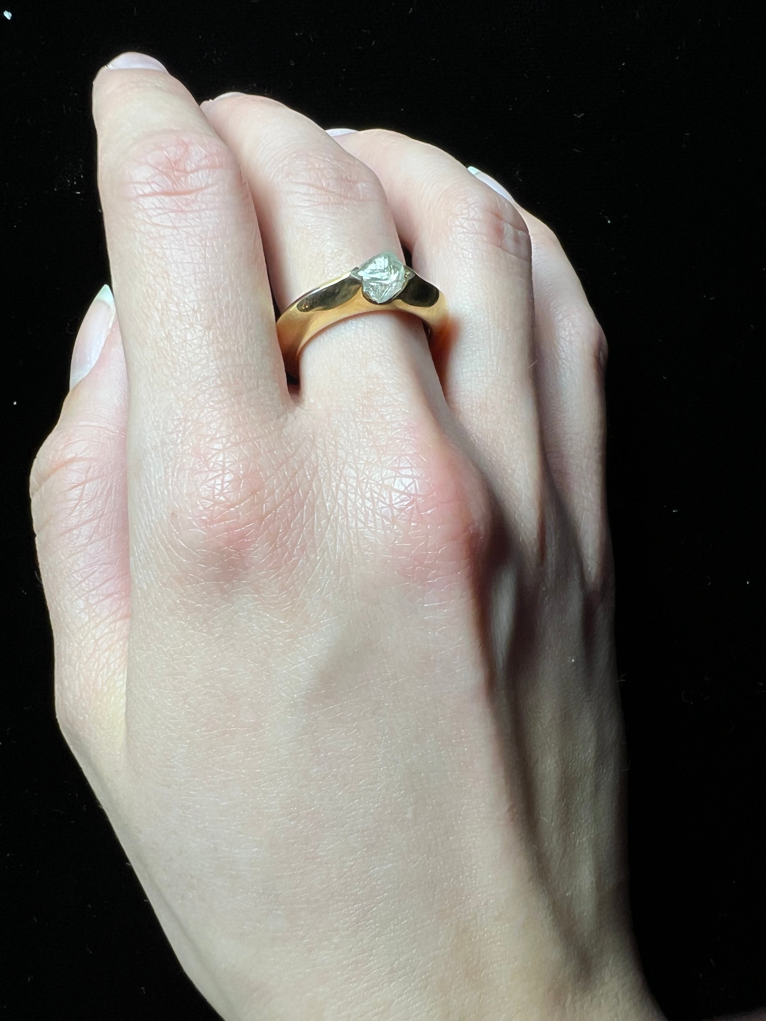 1.18 ct. - Raw Diamond in Glossy Gold Ring