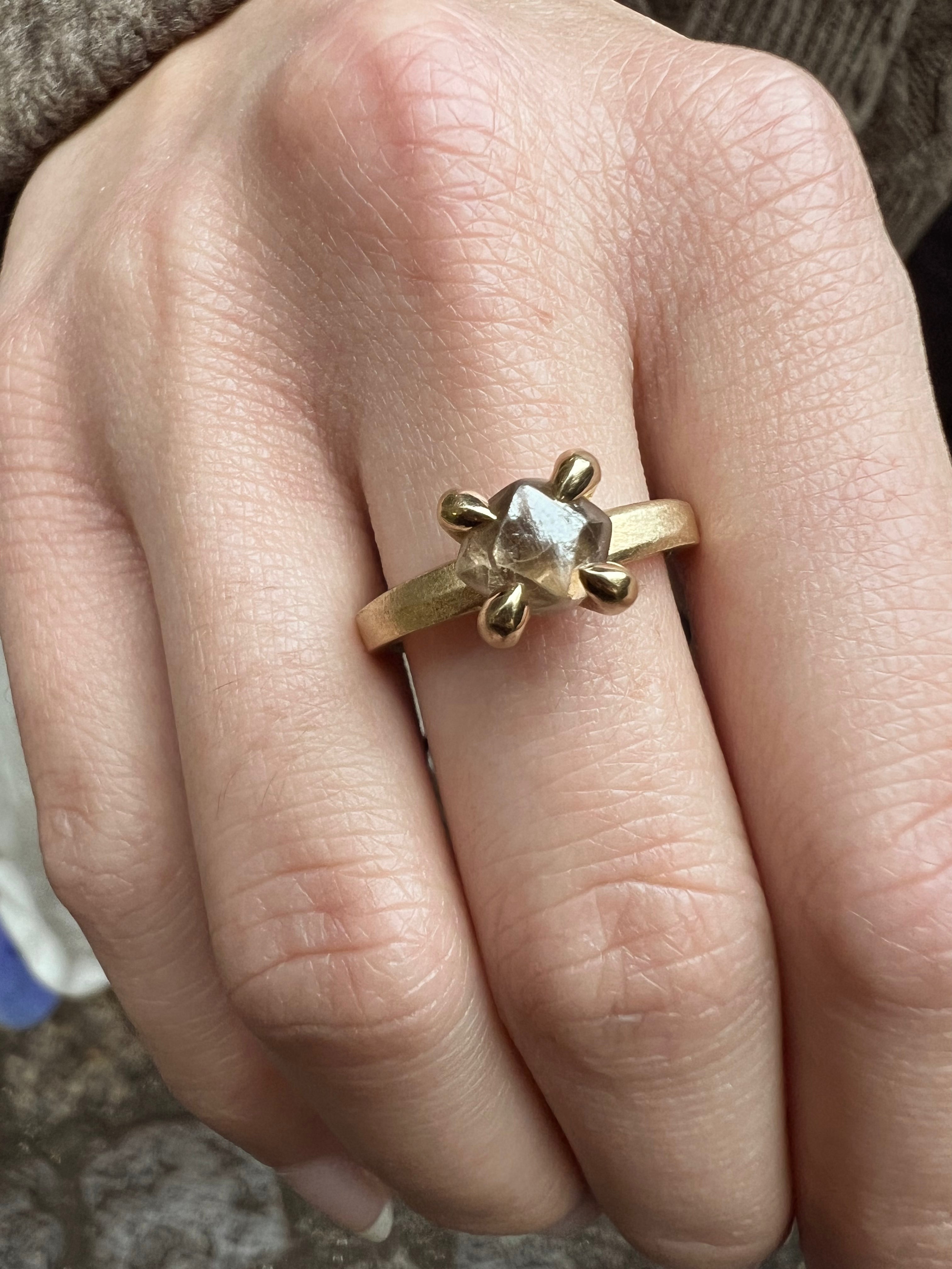 2.40 ct. - Soft Brown Unpolished Diamond Gold Ring