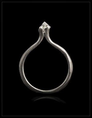Petite White Rough Diamond White Gold Princess Ring - <strong>0.39 ct.</strong>