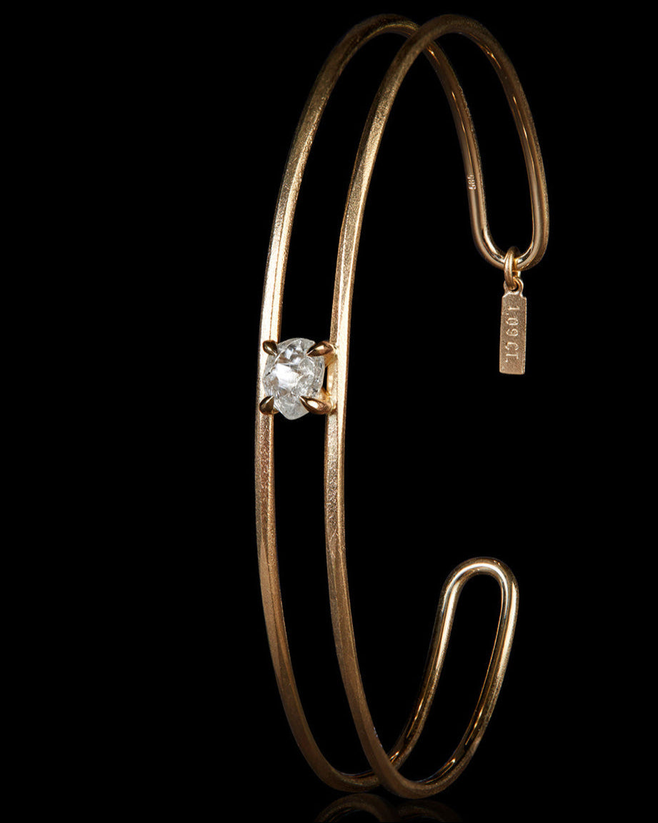 Raw Diamond Gold Bangle Made in Copenhagen – 1.09 ct.