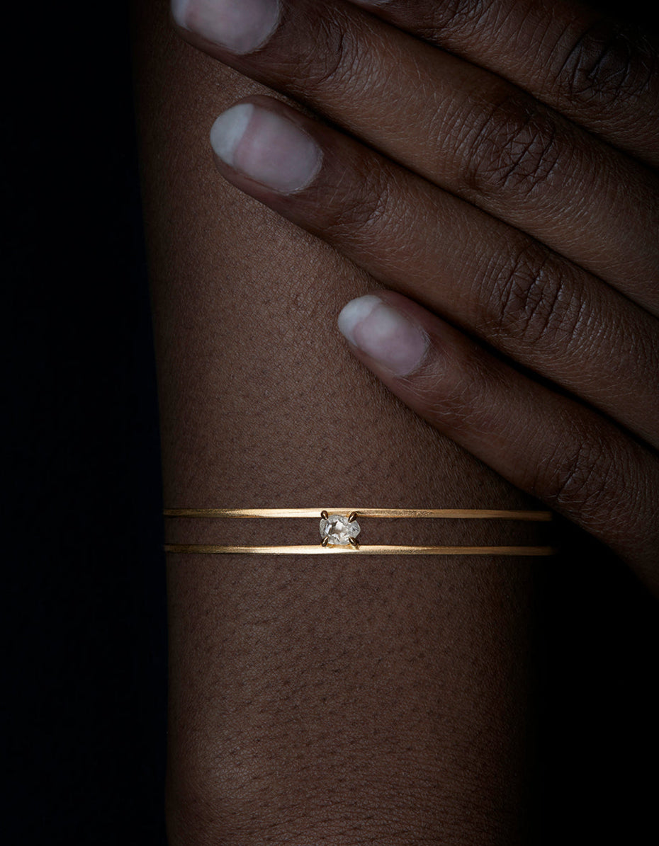 1.09 ct. - Raw Diamond Gold Bangle Made in Copenhagen