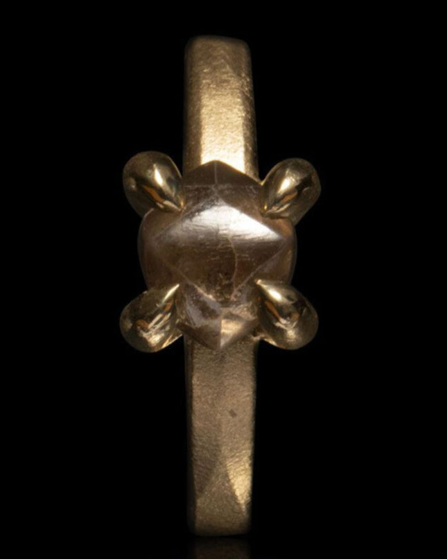 Soft Brown Unpolished Diamond Gold Ring