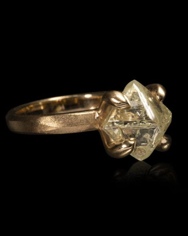 Exquisite Light Yellow Diamond Ring – Rough Diamonds