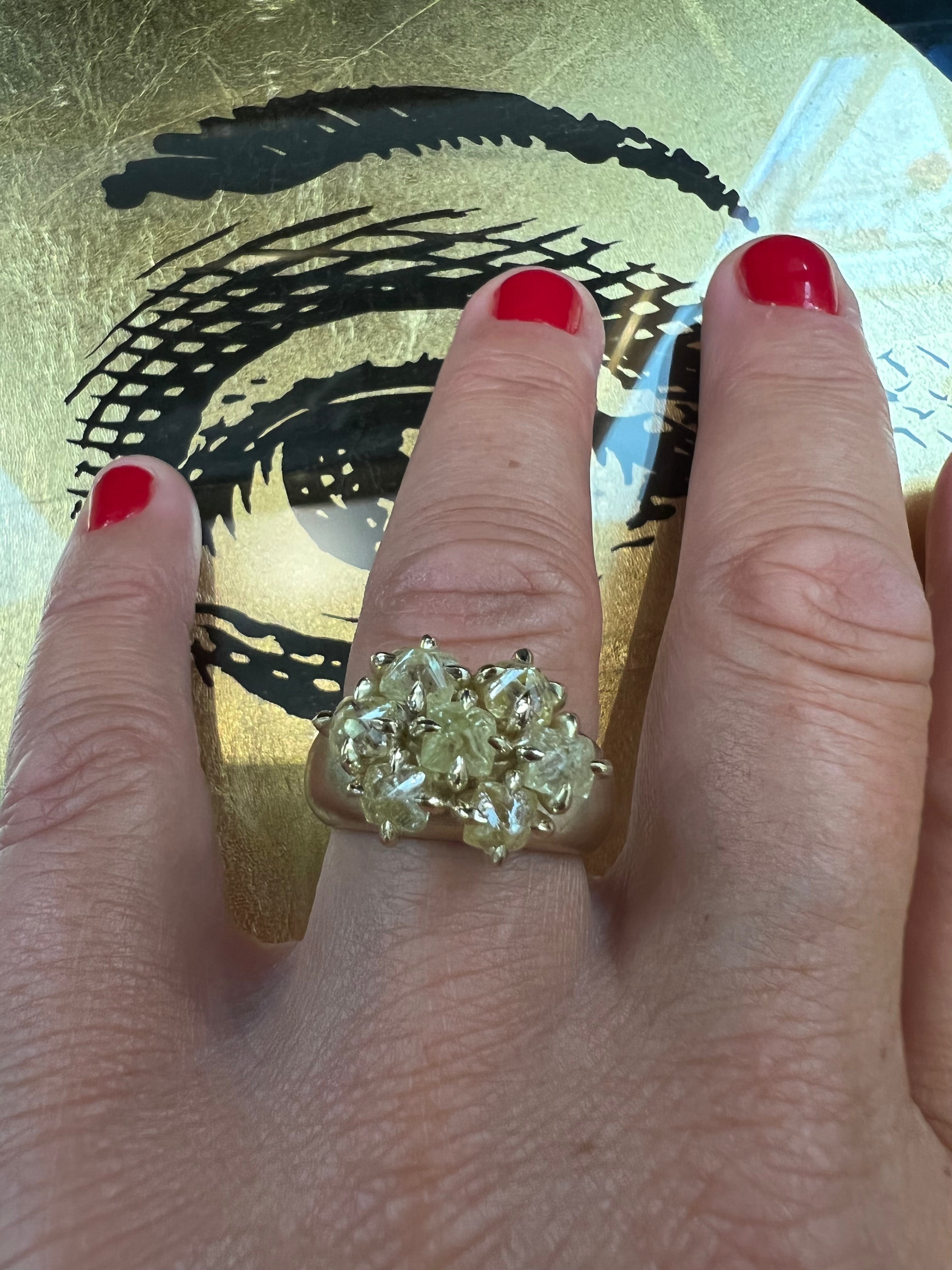 4.89 ct. - Raw Diamond Cocktail Gold Ring
