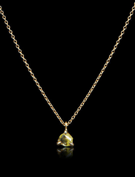 0.41 ct. Natural Yellow Rough Diamond in 18K Handcrafted Gold Chain Necklace