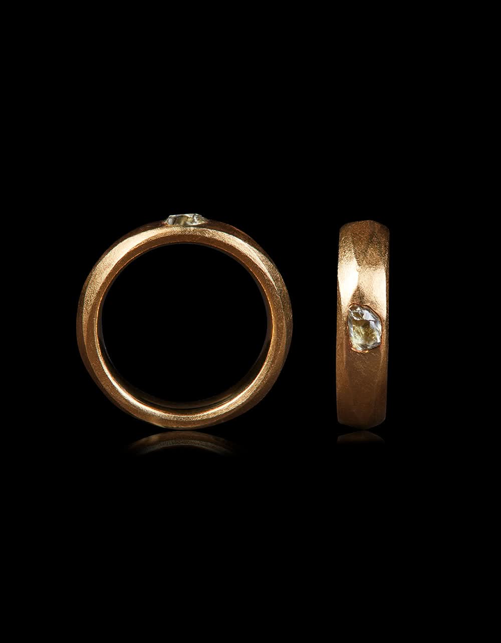 0.44 ct. Natural White Rough Diamond in 14K Handcrafted Gold Ring