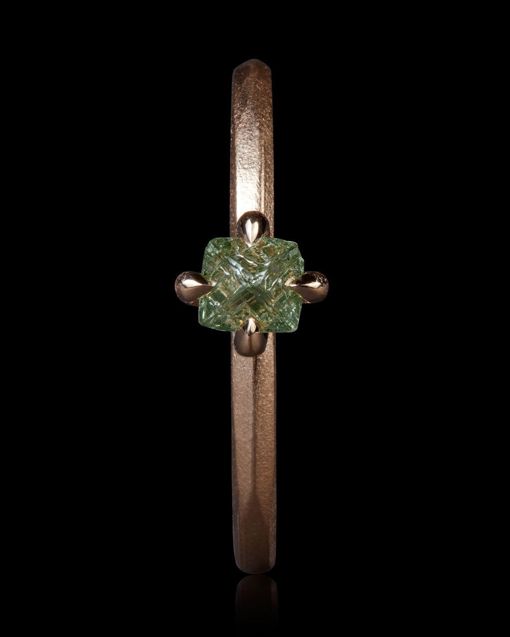 0.50 ct. - Fancy Light Green Raw Diamond Rose Gold Ring