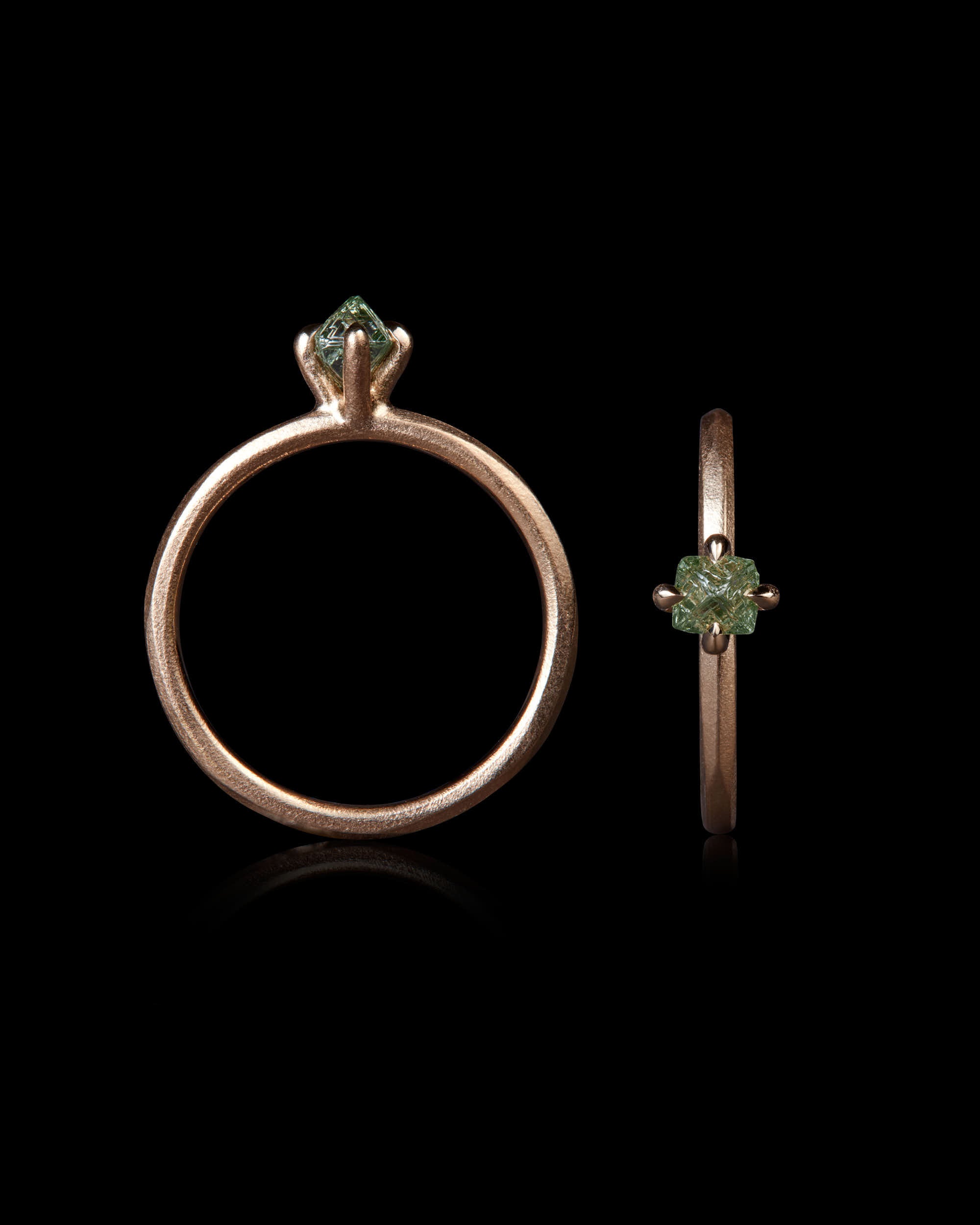 0.50 ct. - Fancy Light Green Raw Diamond Rose Gold Ring
