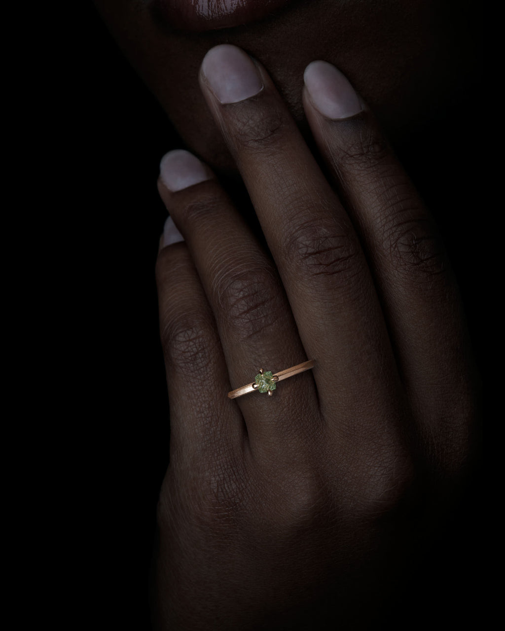 0.50 ct. - Fancy Light Green Raw Diamond Rose Gold Ring