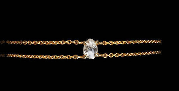 0.53 ct. Natural Whitish Rough Diamond in 18K Handcrafted Double Gold Chain Bracelet