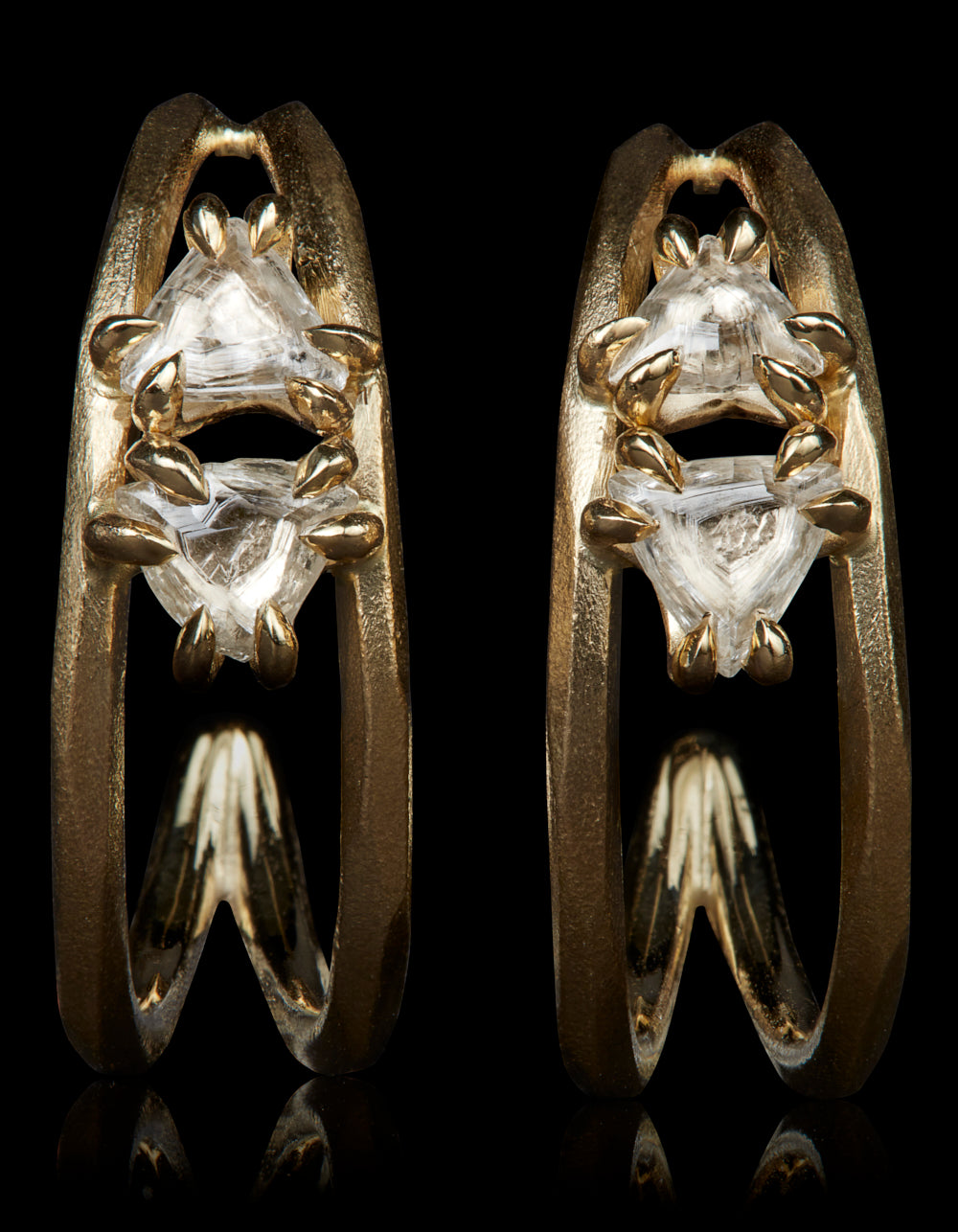 One-of-a-kind Raw Diamond Gold Creoles – 0.54 ct.