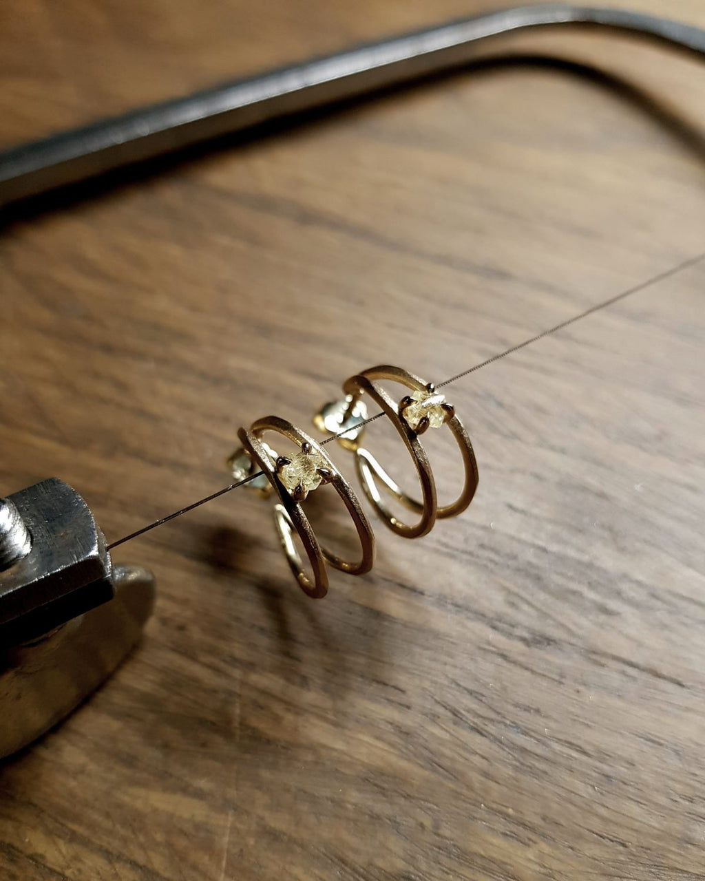 0.60 ct.- Raw Diamond Gold Creole Earrings