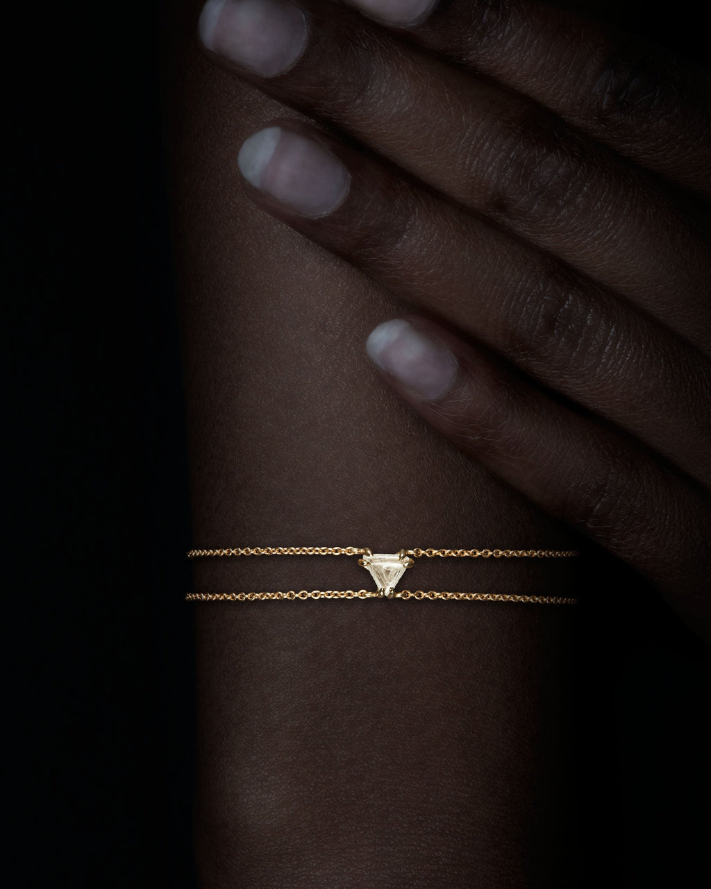 0.64 ct. – Triangular Rough Diamond Double Chain Bracelet
