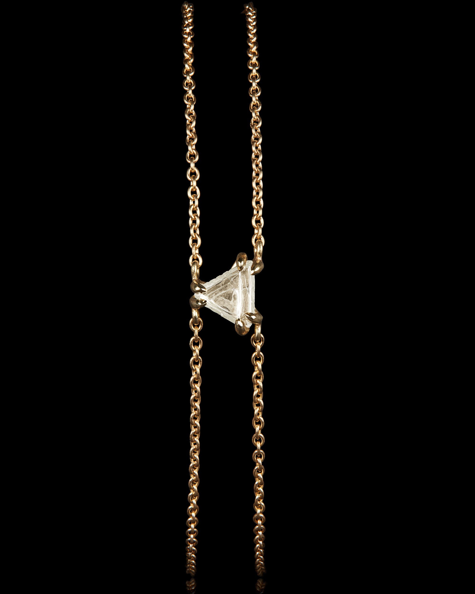 0.64 ct. – Triangular Rough Diamond Double Chain Bracelet