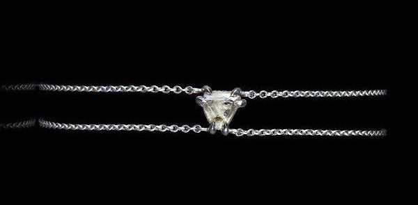 0.73 ct. Natural White Triangle Rough Diamond in 18K Handcrafted Double White Gold Chain Bracelet