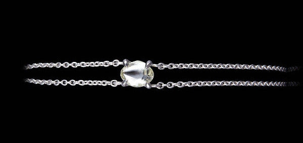 0.74 ct. Natural White Rough Diamond in 18K Handcrafted Double White Gold Chain Bracelet