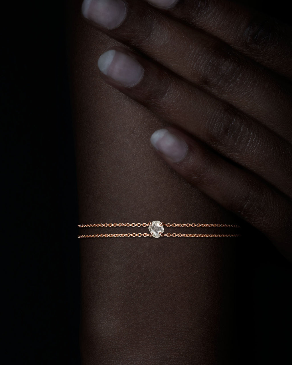 0.77 ct. – Rough Diamond from Angola in Rose Gold Bracelet