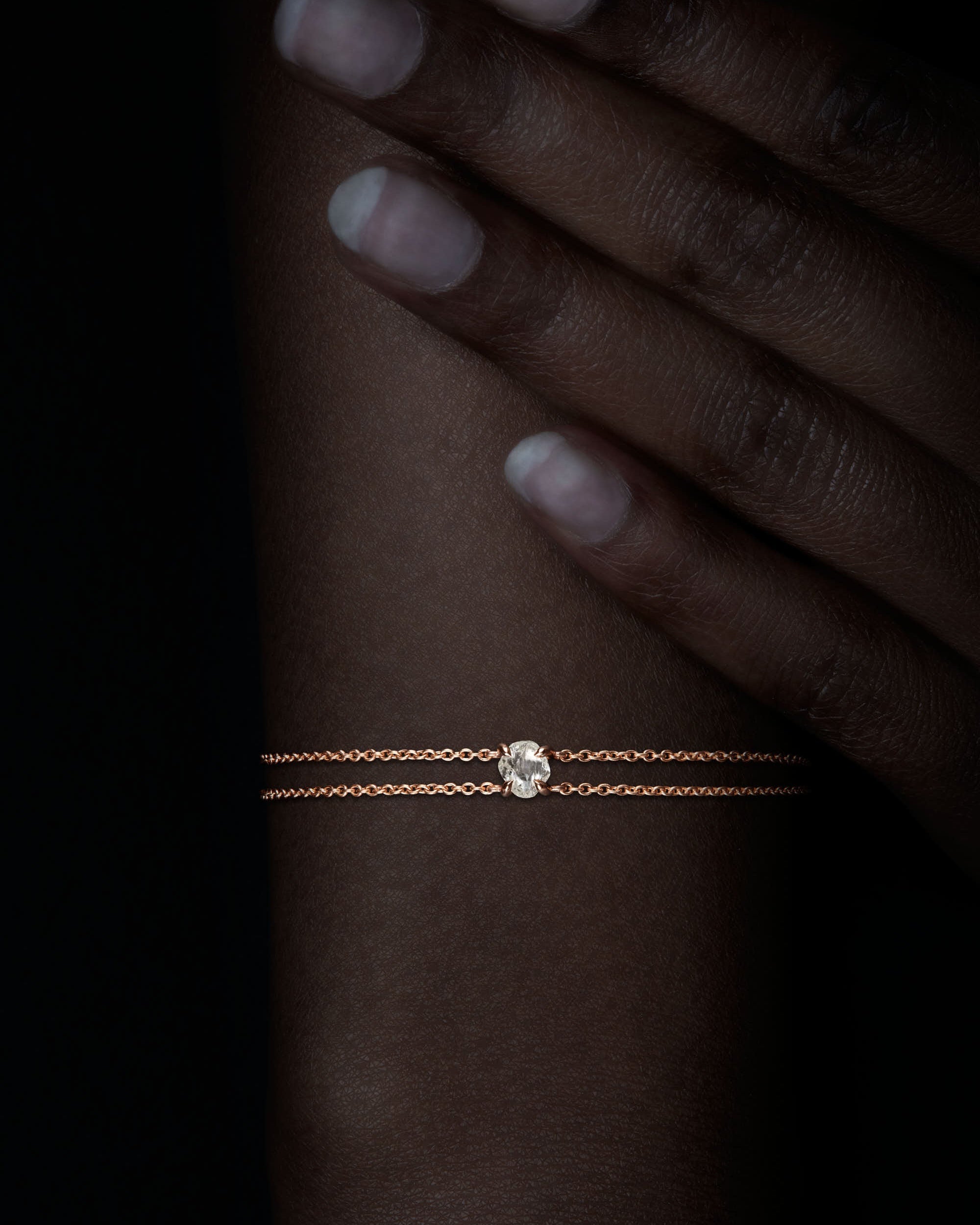 0.77 ct. – Rough Diamond from Angola in Rose Gold Bracelet