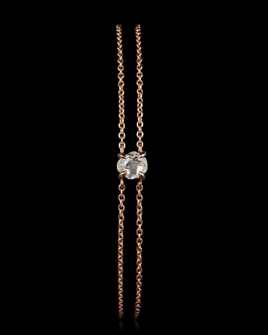 0.77 ct. – Rough Diamond from Angola in Rose Gold Bracelet