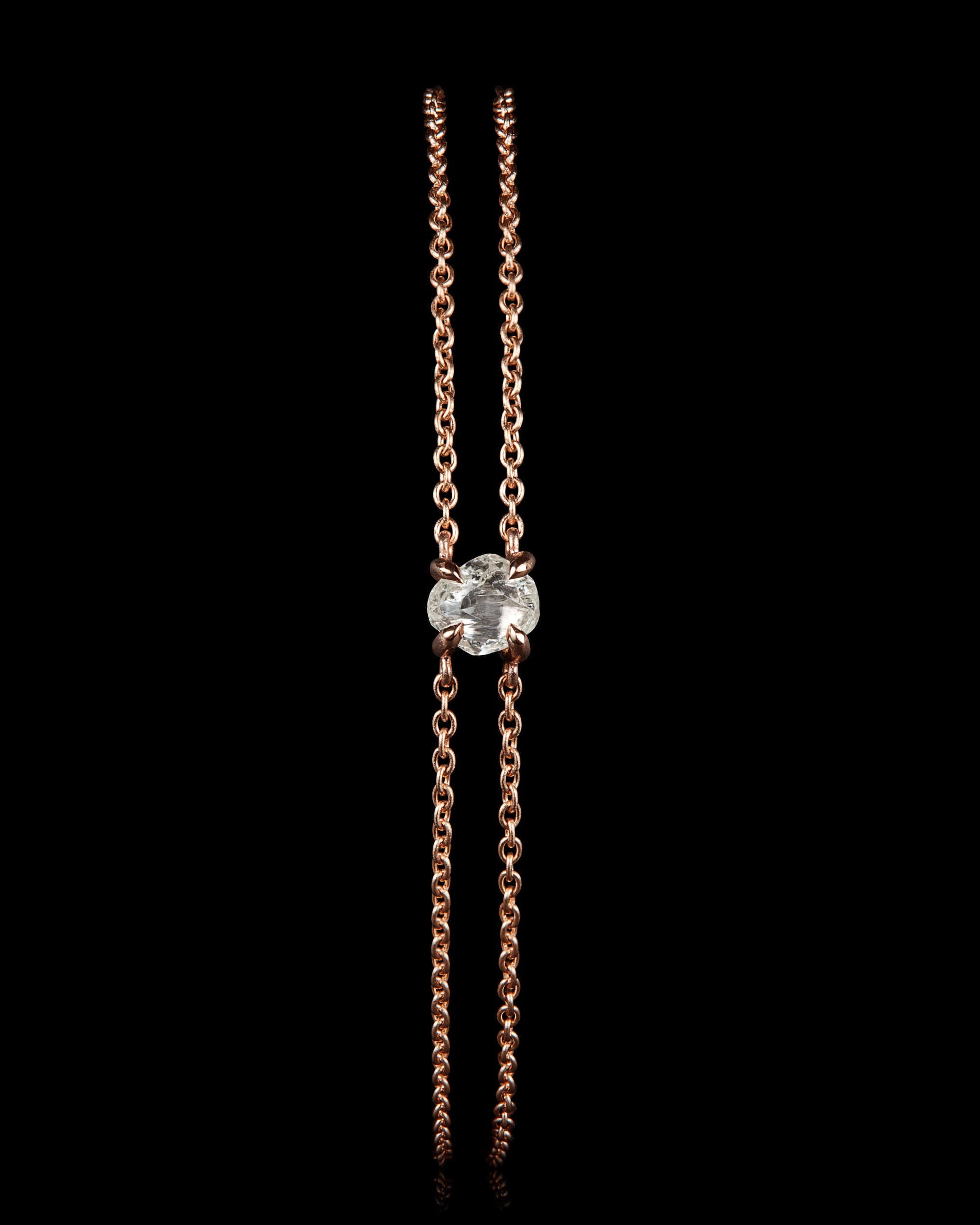 0.77 ct. – Rough Diamond from Angola in Rose Gold Bracelet