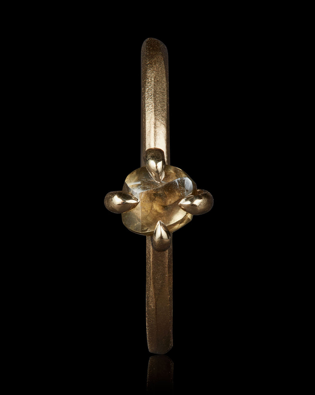 0.78 ct. – Champagne Rough Diamond Solitaire in Handcrafted Gold Ring