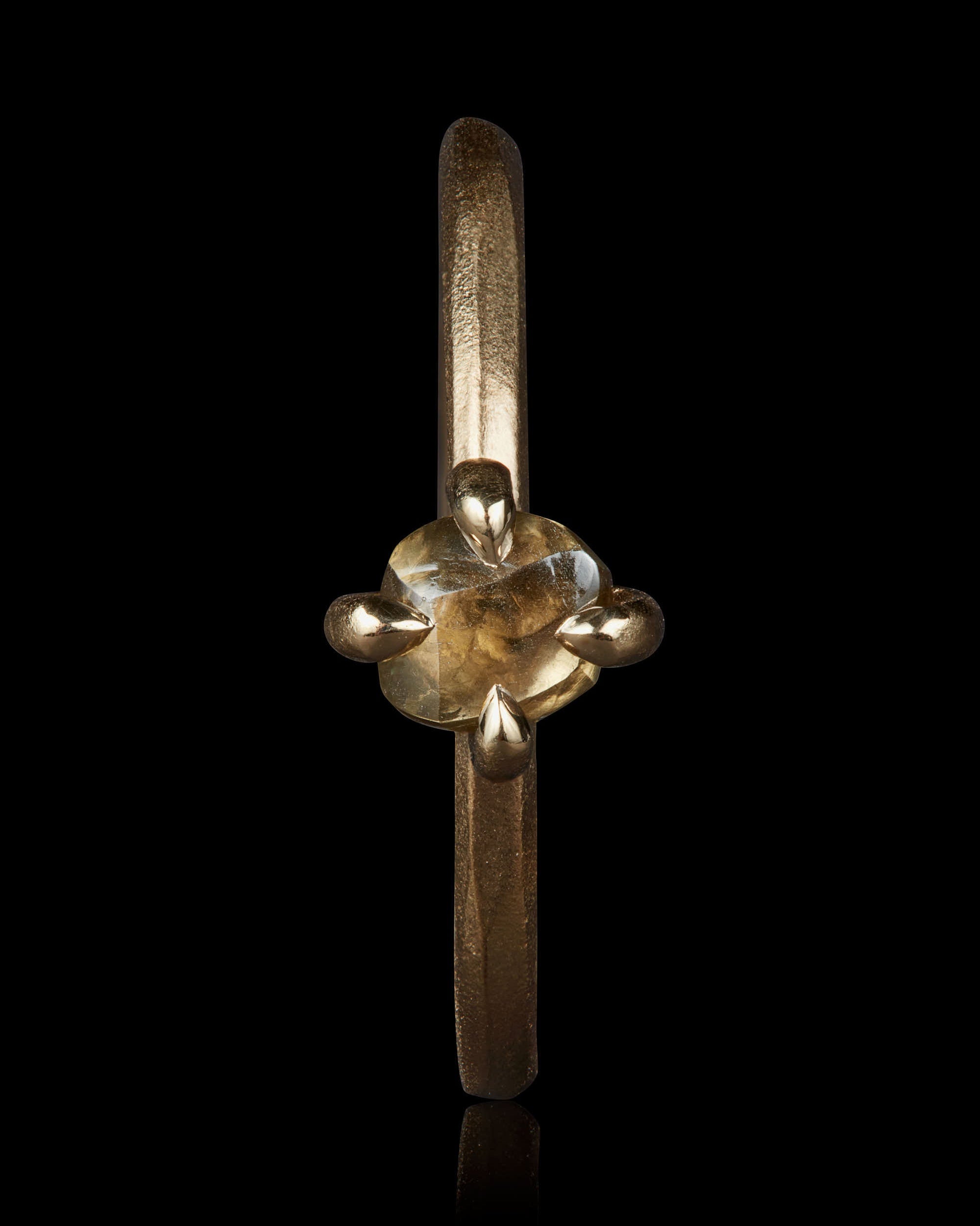 0.78 ct. – Champagne Rough Diamond Solitaire in Handcrafted Gold Ring