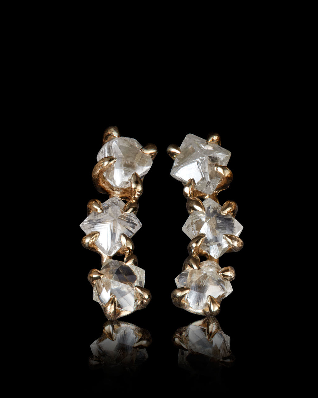1.08 ct. - Rough Diamond Milkyway Gold Earrings