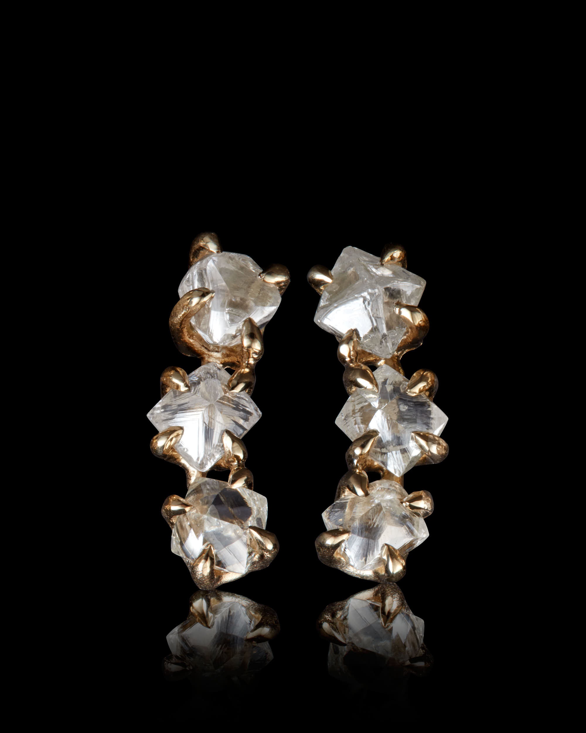1.08 ct. - Rough Diamond Milkyway Gold Earrings