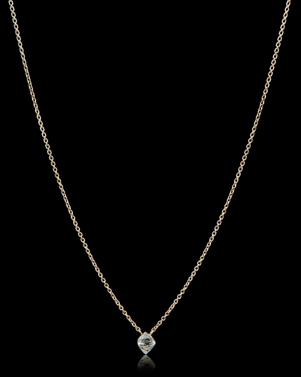 1.12 ct. - Characteristic Floating Rough Octahedron Diamond Gold Necklace