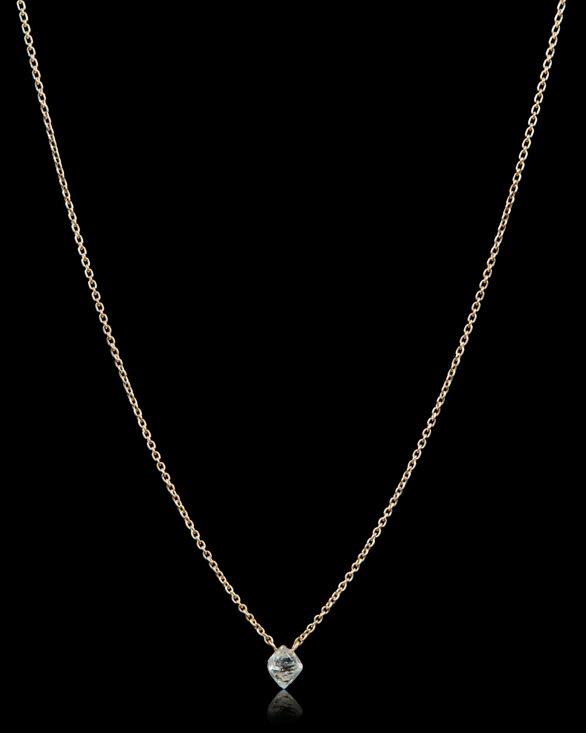 1.12 ct. - Characteristic Floating Rough Octahedron Diamond Gold Necklace
