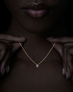1.12 ct. - Characteristic Floating Rough Octahedron Diamond Gold Necklace