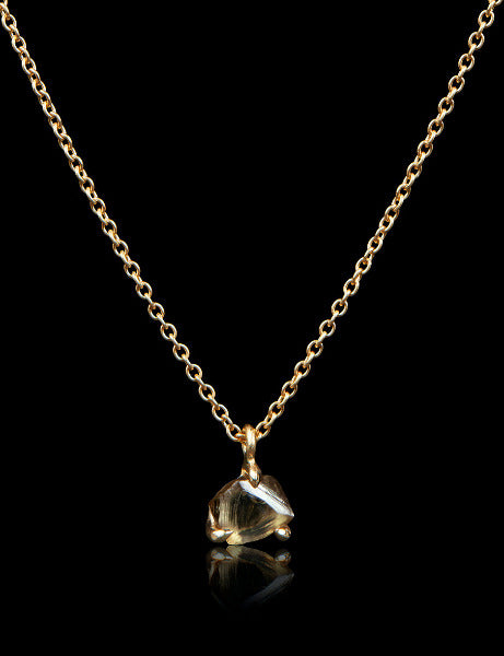 1.17 ct. Natural Champagne Rough Diamond in 18K Handcrafted Gold Chain Necklace