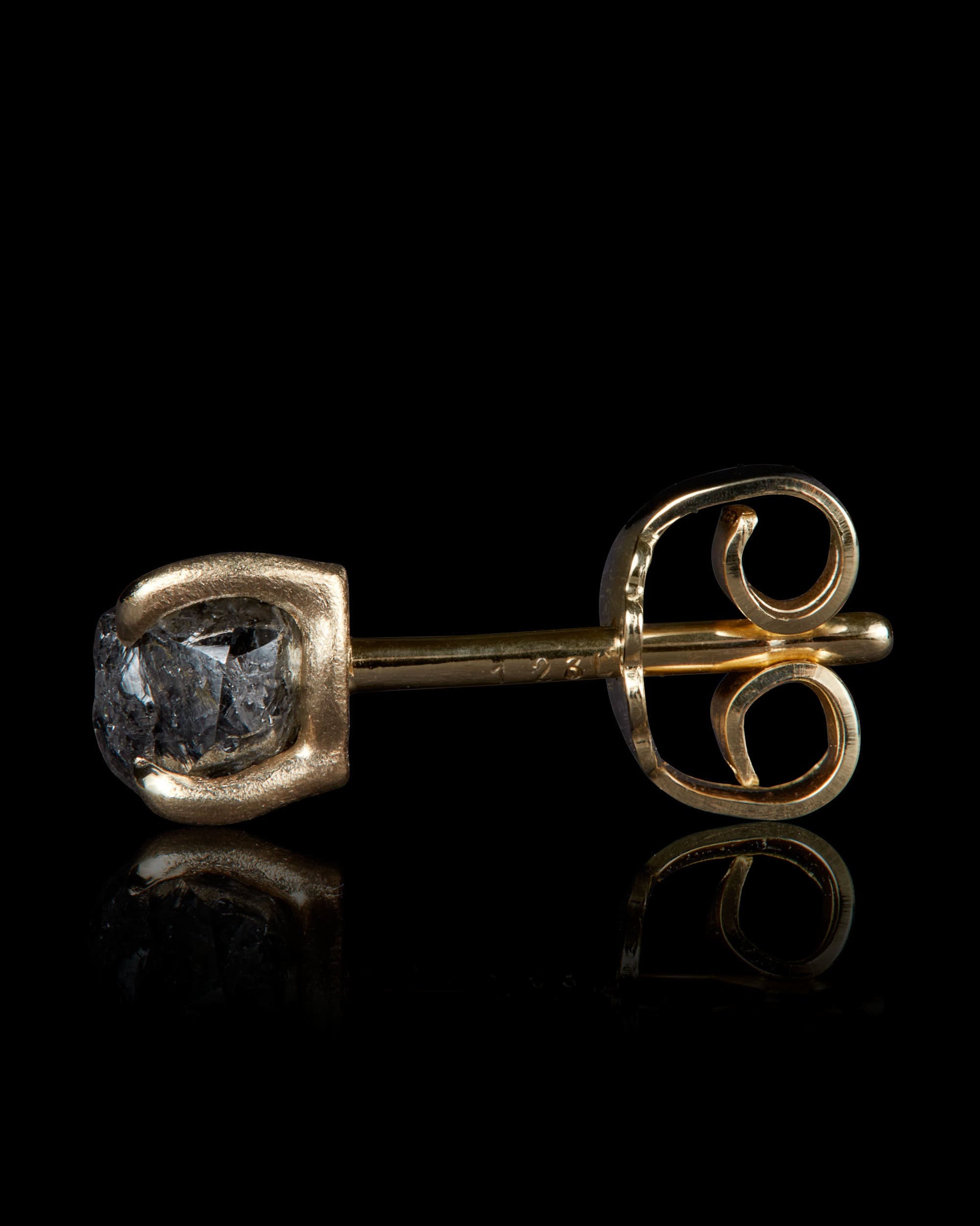 1.23 ct. – Midnatssorte Rå Diamant Øreringe