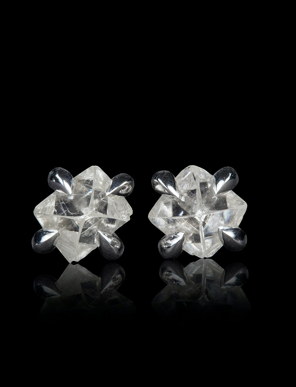 Uncut Octahedron Diamond Earrings – 1.23 ct.