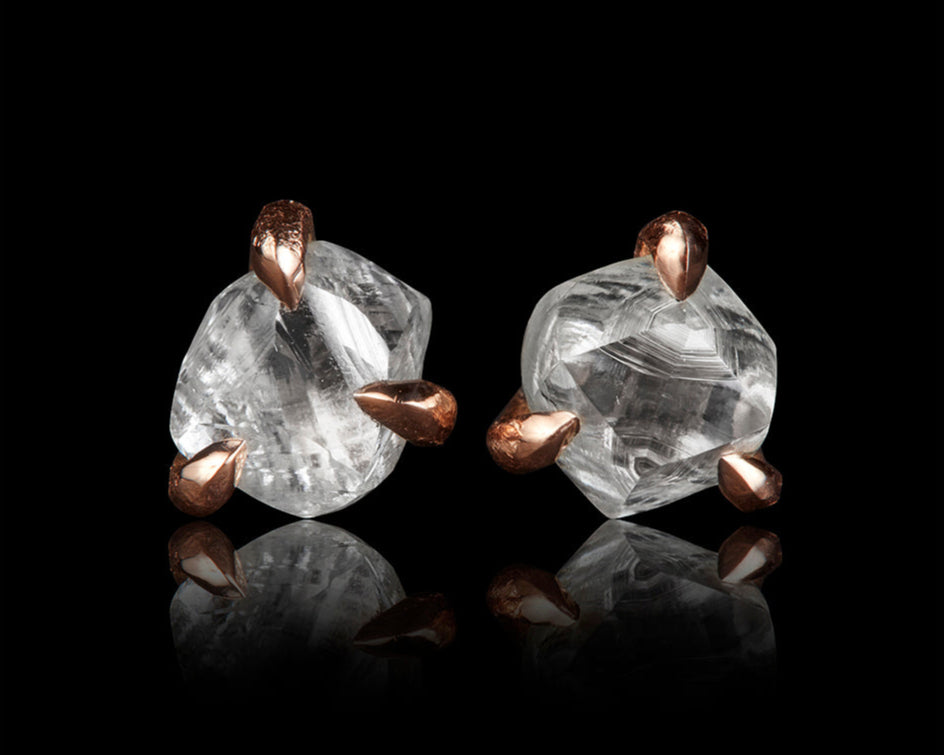 1.26 ct. - Rå Skønheder fra Botswana i Rosaguld Øreringe