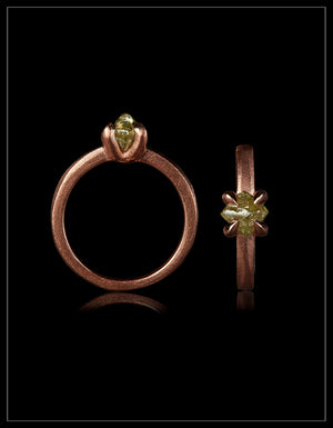 Greenish Octahedron Diamond in Rose Gold – 1.35 ct.