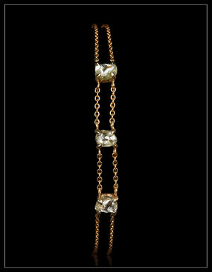Three Raw Diamonds from South Africa in Gold Bracelet – 1.63 ct.