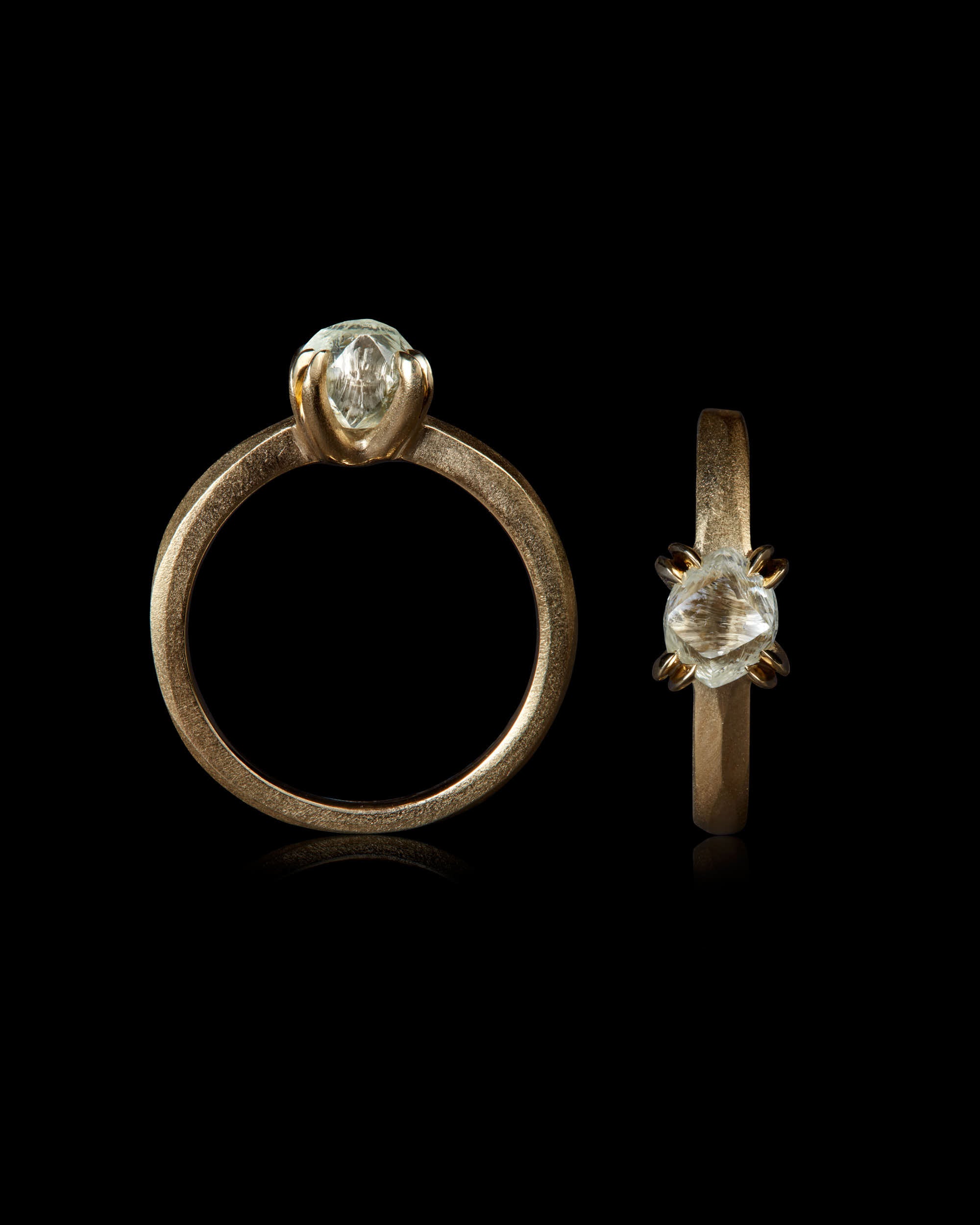 1.78 ct. - South African White Raw Diamond Gold Ring