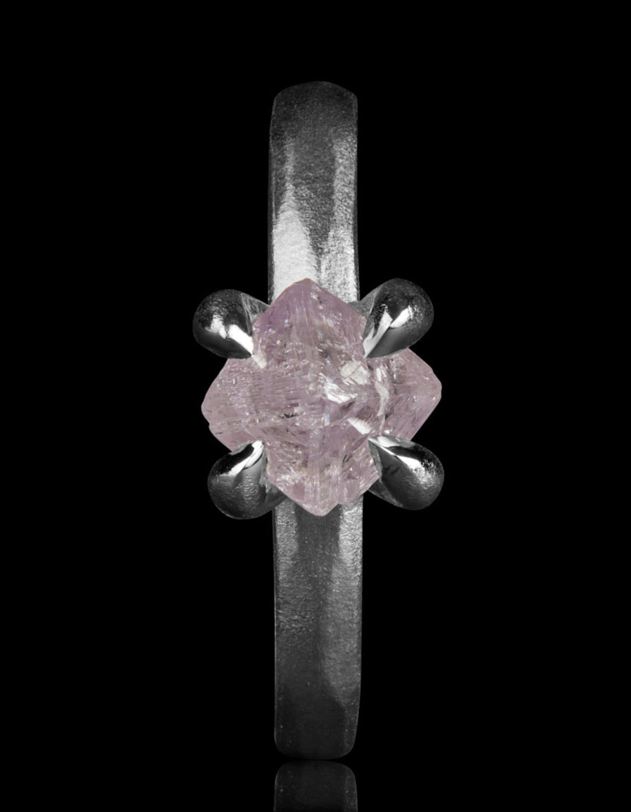 Unique Pink Raw Diamond Platinum Ring – 1.79 ct.